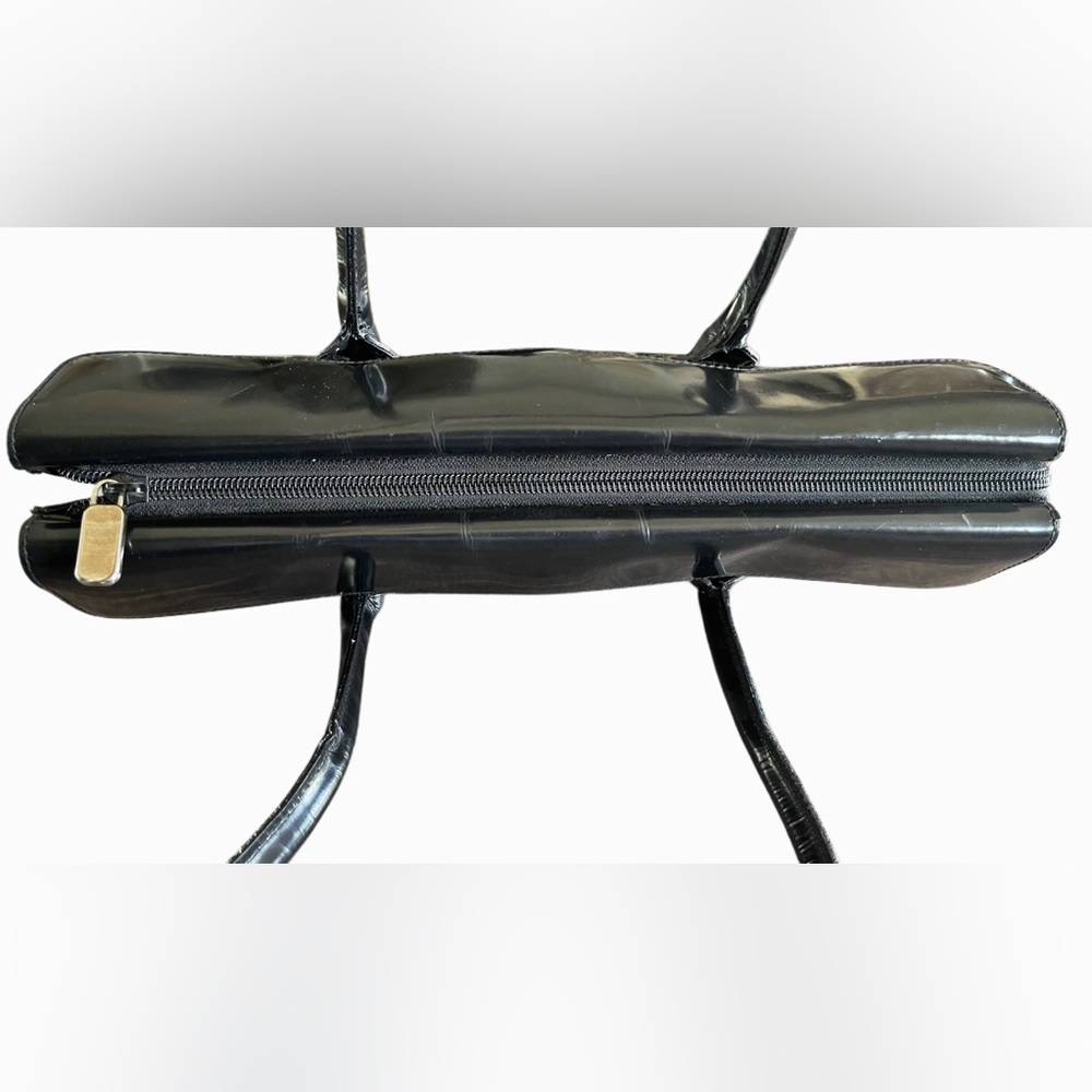 ❌SOLD ❌Vintage Furla Black Patent Leather Shoulder Bag 3 Compartments - Picture 7 of 17